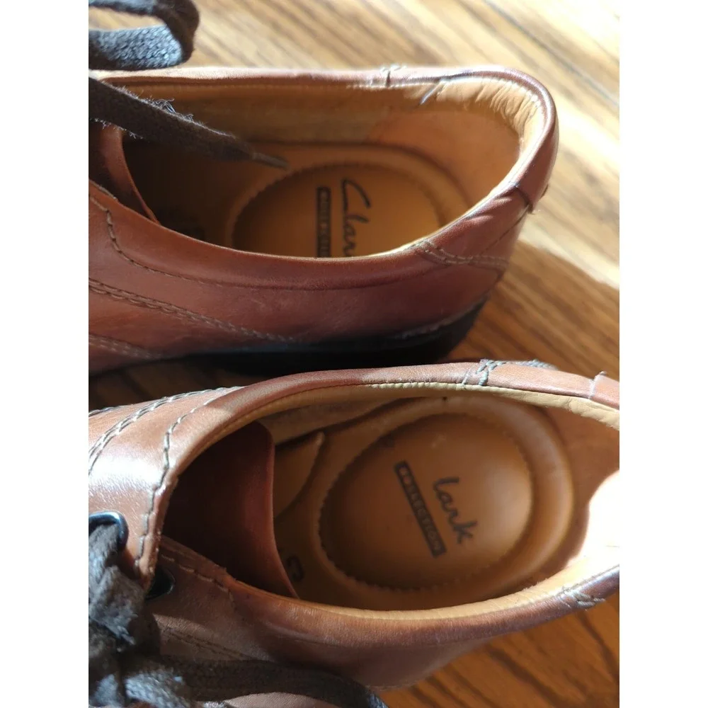 Clarks Shoes Mens 8.5 M Casual Lace Up Oxford Brown Distressd‎ Leather